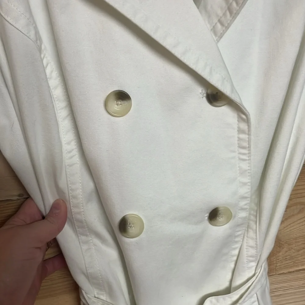 Sonoma size XL White Soft Denim Double-Breasted Trench Coat with Pockets - Picture 4 of 11